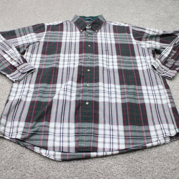 GANT Shirt Mens Large Red & Green Foxhunt Plaid Cotton/Poly Long Sleeve Button - Picture 3 of 12